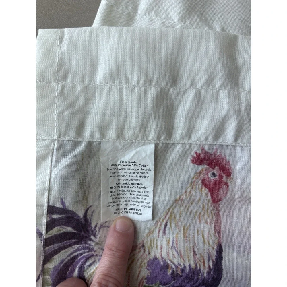 Chicken Rooster Hen Checkered Rustic Farmhouse Tier‎ and Valance Curtain Set